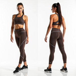 Conjunto de Leggings y Sujetador Deportivo Sin Costuras para Yoga y Fitness, Diseño Otoñal, Cómodo, Transpirable, Ajuste Alto en la Parte Delantera - Product Image 2