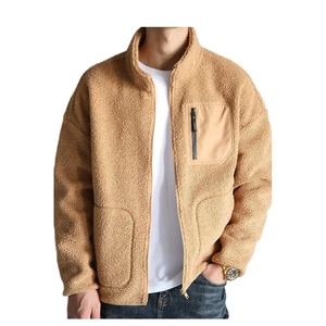 Manufacturer Thick Soft Warm Winter Coat Stand Collar Solid Color Custom <b>Mens</b> <b>Sherpa</b> Fleece <b>Jackets</b> - Product Image 1