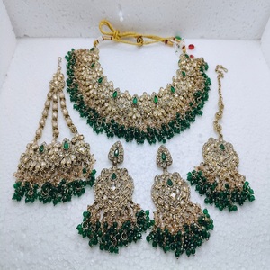Ensemble de collier en mehndi avec maang tikka et pasa, bijoux de mariée, collier traditionnel indien pour les mariages, les occasions festives - Product Image 1