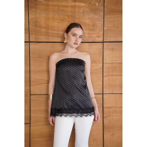 Bustier en satin à pois avec détails en dentelle - [object Object] - Product Image 2