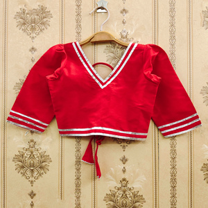 Lehenga Choli de Poliéster con Estampado Abstracto Rojo Naranja de Shoryam Fashion para Niñas |   Ropa Étnica de Diseño Premium Lista para Fiestas - Product Image 3