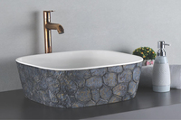 Évier de navire salle de bain de luxe Wc blanc noir couleur dessus de Table facile à nettoyer poterie carré salle de bain comptoir au-dessus du bassin en céramique