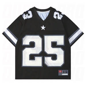 Mens <b>Y2K</b> Graphic Oversized American Football Jersey T-Shirt Custom Name Number Letter Print 100% Polyester Sportswear V-Neck - Product Image 1