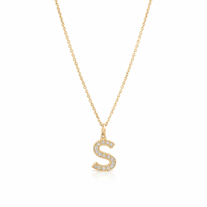 Custom A to Z Diamond Cut <b>Initial</b> Micro Pave Pendant Necklace 14K Pure Gold Sterling Silver Lab Diamond Alphabet Letter Pendant - Product Image 6
