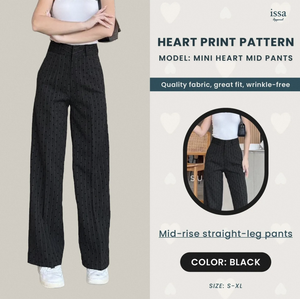 กางเกงขายาวทรงตรงเอวสูงลายหัวใจแบบมินิฮาวด์สทูธสำหรับผู้หญิง สไตล์ลำลอง เรียบหรู มีซิปและตะขอ ระบายอากาศได้ดี แห้งเร็ว มีไซส์พลัส - Product Image 2