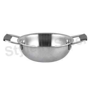 จานเสิร์ฟทรงกลมสแตนเลสสีดำพร้อมหูจับชามสแตนเลสสีดำมีสี - Product Image 1