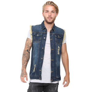 Chaleco vaquero para hombre para jóvenes, chaleco vaquero de tela de algodón lavable a la moda para exteriores de invierno con diseño y tamaño personalizados - Product Image 4