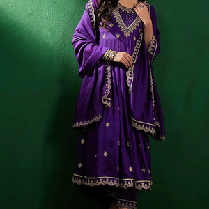 ชุดอนาร์กาลีผ้าไหมวิชิตรา งานปักดิ้นและดิ้นทอง ดีไซน์สวยงามแบบอินเดีย-ปากีสถาน สำหรับงานปาร์ตี้ งานแต่งงาน และชุดประจำชาติสำหรับผู้หญิง - Product Image 1