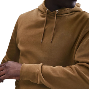 Men Winter <b>Brown</b> Pullover Hoodie Cotton <b>Fleece</b> Warm Casual Plain Hooded Sweatshirt Long Sleeve Streetwear Solid Color Wholesale - Product Image 3