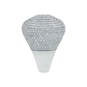 แหวนเงินผู้ชายสไตล์ฮิปฮอปหรูหรา ประดับเพชรโมอิสซาไนต์ ชุบโรเดียม ดีไซน์แรงบันดาลใจจากงานแต่งงาน สะท้อนแสงได้สูงสุด - Product Image 3