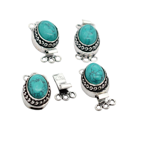 PREM bhaya โบราณ starling เงิน18K ชุบทองรูปไข่หินอัญมณีสีเขียวขุ่นเข็มกลัด1-3เส้น B1066ทำเครื่องประดับ - Product Image 2