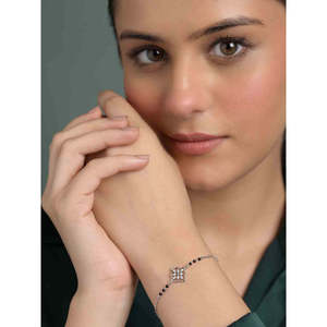 NOVAMART Fine Floral Pure Silver Mangalsutra Bracelet for a Special Gift to Your <b>Wife</b> Wholesale Export - Product Image 3