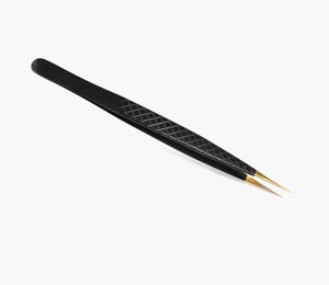 แหนบขนตาตรงสแตนเลสสีเทามีความแม่นยำเครื่องมือเสริมความงามสำหรับการต่อขนตาสีดำ - Product Image 3