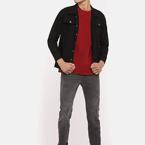 Veste en jean décontractée pour hommes grande taille Veste en jean couleur unie européenne et américaine à vent simple Vente en gros de vêtements surdimensionnés - Product Image 3