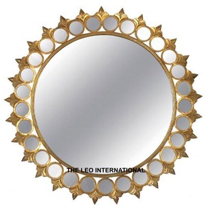 Miroir mural moderne de finition noire de forme ronde en métal de fer de l'Inde décoration murale de maison de luxe faite à la main - Product Image 4