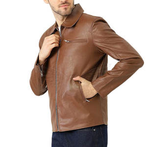 Veste en cuir à fermeture éclair à la mode de nouveau style Veste en cuir à la mode pour hommes de haute qualité à prix bon marché - Product Image 3