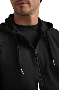เสื้อฮู้ดผ้าฝ้ายสีพื้นผู้ชายทรงโอเวอร์ไซส์ลำลอง - Product Image 2