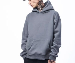 OEM ourlet ouvert 100% coton polaire sweat à capuche poids lourd hommes vente en gros pull vierge 300 GSM sweat à capuche vierge pour hommes - Product Image 5