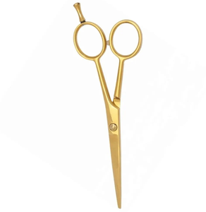 Wholesale 7-Inch Gold Plated Barber <b>Scissors</b> Stainless Steel <b>Hair</b> Cutting Straight <b>Thinning</b> <b>Scissors</b> with Sharp Blade Tip - Product Image 6