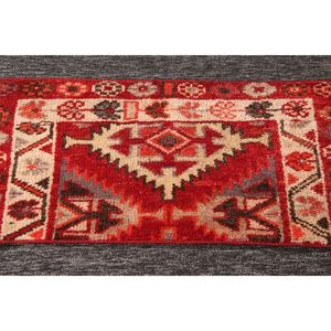 Alfombra turca vintage, alfombra de 1.4x2.7 pies, alfombra roja pequeña con elementos geométricos y florales. - Product Image 5