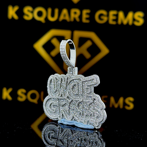 Pendentif Moissanite personnalisé, pendentif Moissanite VVS en pendentif, pendentif Moissanite VVS, pendentif Moissanite Hip Hop en argent, bijoux pour hommes - Product Image 2