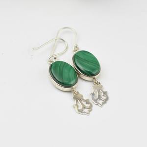 Boho Style 925 Sterling Silver Malachite Gemstone Boucles d'oreilles Bijoux Boucles d'oreilles faites à la main Bijoux pour femmes Cadeau de mariage pour elle - Product Image 5