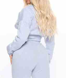 Conjunto de chándal de 2 piezas con logotipo personalizado para mujer, Tops cortos y sudaderas con capucha elegantes para correr, novedad de invierno, venta al por mayor - Product Image 2