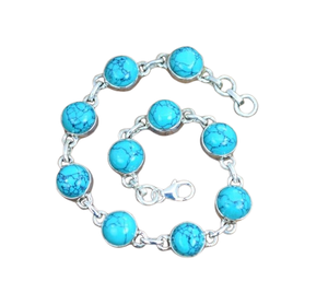 เครื่องประดับสำหรับผู้หญิงกำไลข้อมือเงินสไตล์ Boho 925เครื่องประดับเงินเทอร์ควอยซ์พลอยเทอร์ควอยซ์ของขวัญ - Product Image 1