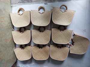 SAC DE PLAGE EN PAILLE NATURELLE FAIT À LA MAIN MODE VINTAGE FERMETURE ÉCLAIR À DEUX POIGNÉES NATIONAL ÉCOLOGIQUE - Product Image 2