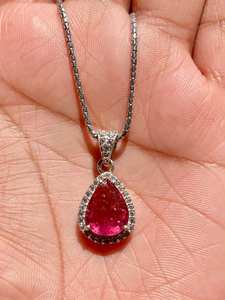 Natural Pink <b>Tourmaline</b> Necklace 925 Sterling Silver Rubellite Pear Gemstone High Grade <b>Jewelry</b> For Her Anniversary Necklace - Product Image 3