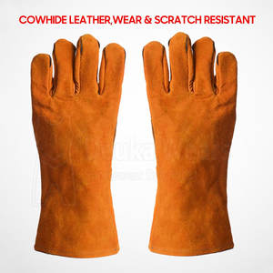 Guantes de Soldadura de Cuero Industriales Suaves con Logotipo Personalizado al por Mayor, Guantes de Trabajo de Cuero Personalizados Resistentes al Calor - Product Image 2