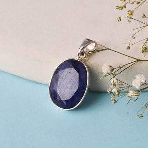 Colgante de joyería fina de Plata de Ley 925 con piedra preciosa de zafiro azul natural - Product Image 5