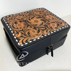 Design de luxe grande main usiné en cuir bijoux collier boucle d'oreille bague Bracelet mallette de rangement élégant voyage bijoux organisateur boîte - Product Image 1