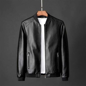 Nouvelles vestes en cuir pour hommes, nouvelle arrivée d'automne, veste décontractée pour hommes, taille plus, cardigan fin, veste en cuir de moto en PU - Product Image 3