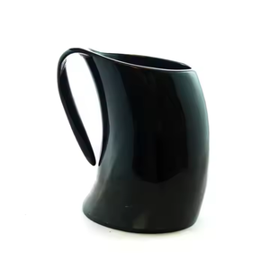 Tasse complète en corne de vache noire pour boire de la bière à l'intérieur Tasse à boire au design unique par l'artisanat du croissant - Product Image 3