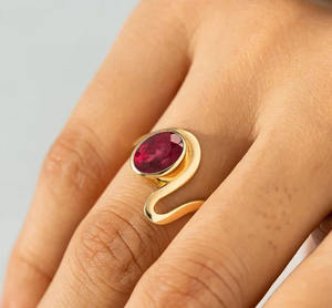 Conjunto de bisel de Plata de Ley 925 sólida para mujer, banda de piedra de rubí llena de vidrio, diseño personalizado, compromiso de boda lleno de oro - Product Image 5