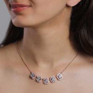 สร้อยคอแฟชั่นพวงบาแกตต์สีโรสโกลด์ - Product Image 5