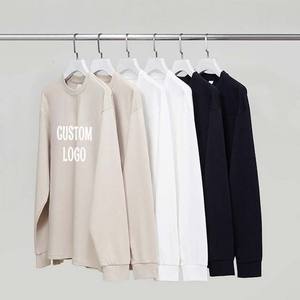 Streetwear personnalisé brodé Dtg impression 3D en gros plaine surdimensionné col rond coton t-shirts hommes sweat manches longues OEM - Product Image 1