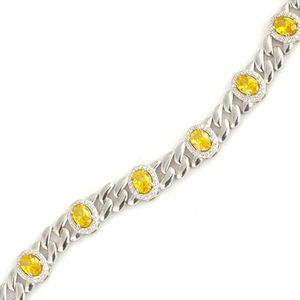 925 Sterling <b>Silver</b> Crystal <b>Bracelet</b> with Eight Citrine Stones Elegant <b>Bangle</b> - Product Image 3