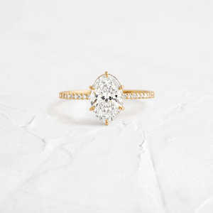 925 <b>Silver</b> Oval Cut Moissanite Engagement <b>Ring</b> Pave <b>Set</b> Style - Product Image 3