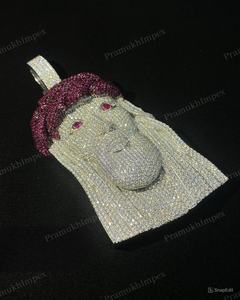 925 Sterling Silver VVS D Forme Ronde Moissanite Diamants Cloutés Personnalisé Entièrement Glacé Jésus Pendentif Fabrication De L'Inde - Product Image 4