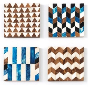 Posavasos personalizado de alta calidad, buen pulido, hecho a mano, con incrustaciones de nácar para hoteles, hogares y restaurantes de La India. - Product Image 1