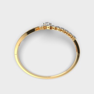 IGI Certified Lab Grown Round & Pear Diamond Floral Swirl Bangle Bracelet in 14K Yellow / White / Rose Gold - Product Image 4