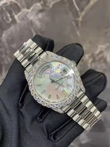 Royal Style <b>Mens</b> <b>Quartz</b> Moment <b>Watch</b> with Moissanite Diamond Decoration Premium Stainless Steel <b>Watch</b> for Office Events & Gifts - Product Image 2