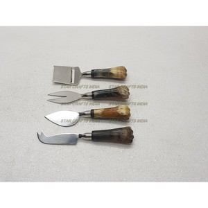 Vaisselle en gros, ensemble de couverts à fromage en acier inoxydable argenté, couverts plats avec manche en résine, couverts de mariage - Product Image 3