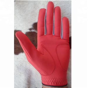 Gant de golf en cuir véritable rouge antidérapant pour droitier, respirant, avec empreintes en caoutchouc surélevées, fermeture auto-agrippante, pour hommes, usage sportif - Product Image 2