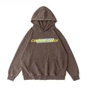 Sudadera con capucha para hombre lavada con ácido personalizada del fabricante Etiqueta privada Fleece Cotton Heavyweight 400gsm Sun Faded Design Autumn Digital - Product Image 4