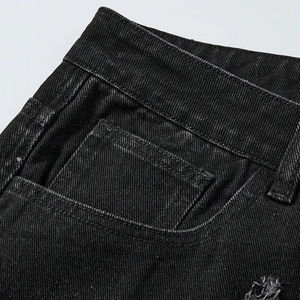 Pantalones Cortos de Mezclilla Baggy para Hombre, Estilo Streetwear, con Apliques de Pedrería y Bordados Personalizados, Lavado Ácido, Tendencia 2026 - Product Image 4