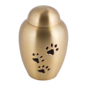 Artesanías indias, acabado dorado con estampado de pata, recuerdo de latón, urnas de cremación, superventas, recuerdos funerarios de Metal - Product Image 1