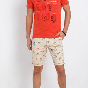 Pantalones cortos casuales estampados calientes con patrón tropical Ropa de playa de verano Pantalones cortos de algodón hasta la rodilla con cierre de botón y bolsillos laterales - Product Image 3